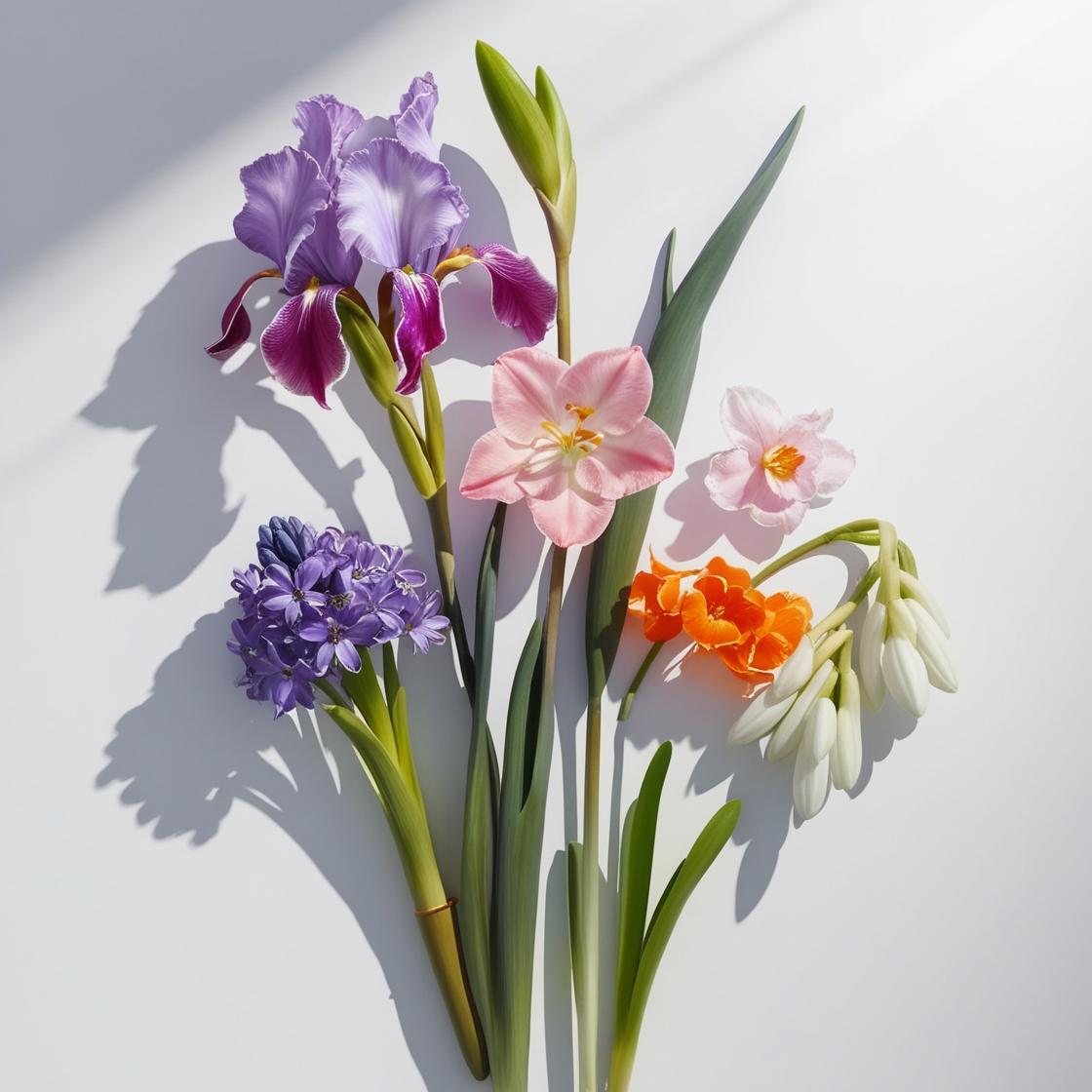 Flor del naranjo, iris y jacinto representando las notas olfativas del perfume.