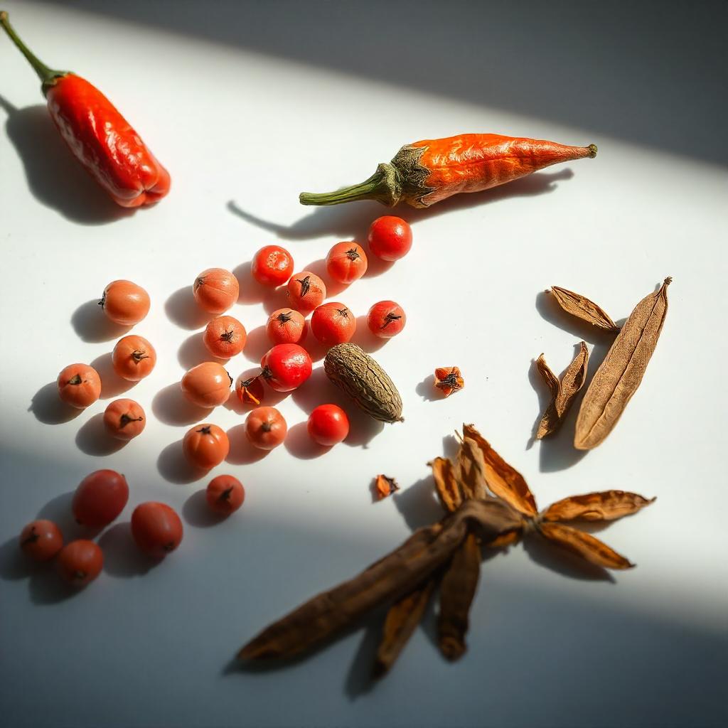 Hojas de tabaco, pomelo y pimentón representando las notas olfativas del perfume.