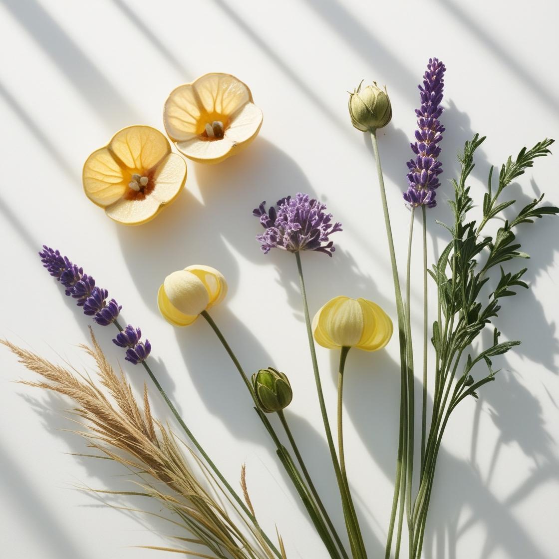 Lavanda y vetiver representando las notas olfativas del perfume.